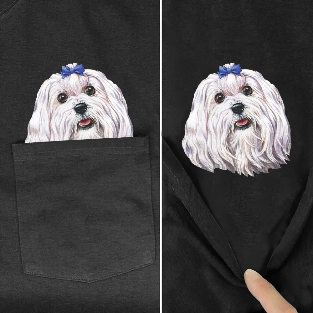 

CLOOCL 100% Cotton T-shirts Fashion Brand Shih Tzu Series Printed Pocket Tops Hip Hop Tees Summer Short Sleeve Woman Tshirts