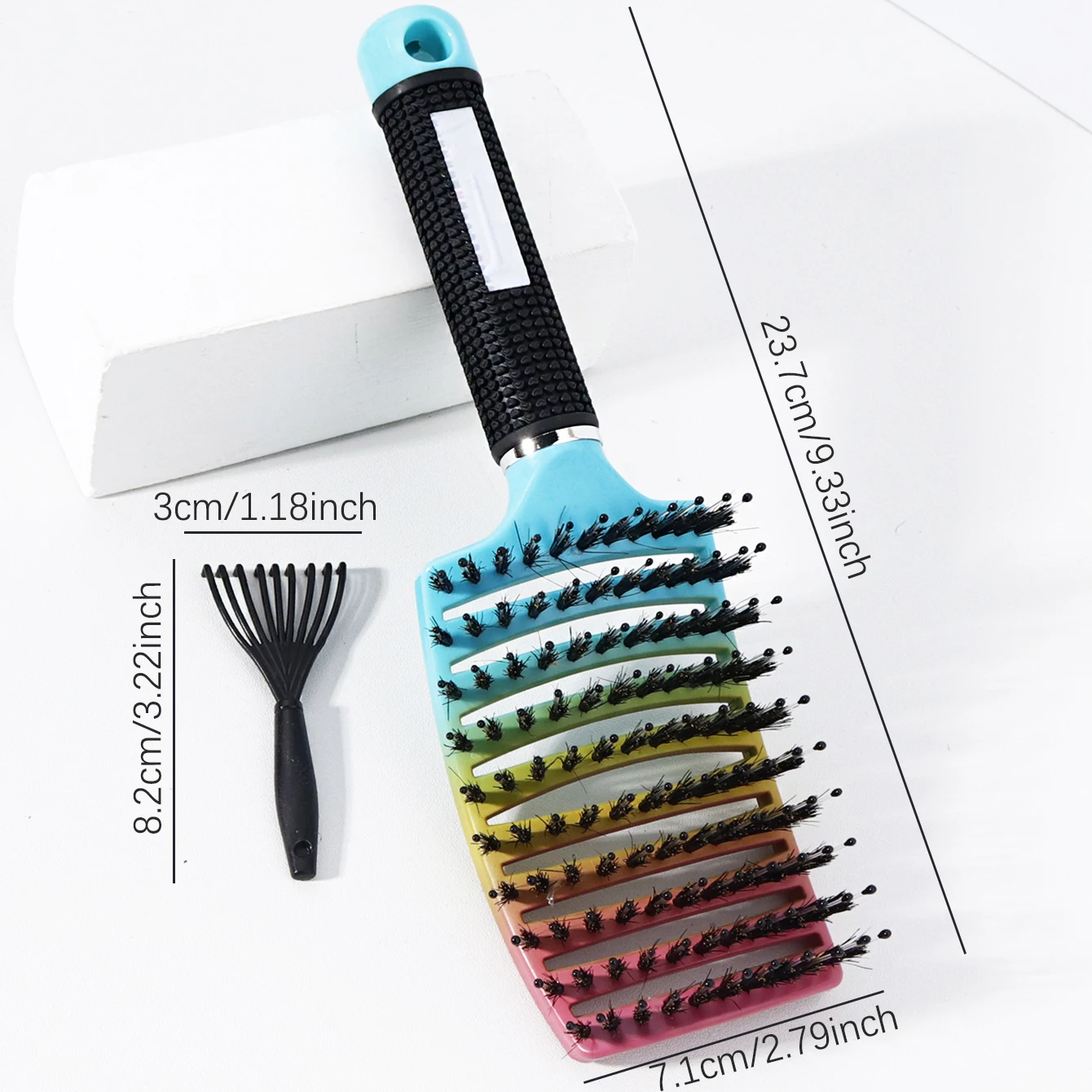 2pcs comb set, bristle large curved comb and cleaning claws, curved ventilated large curved comb,Special for real hair wigs image 2