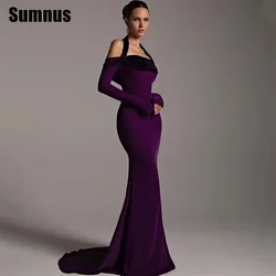 SUMNUS Purple Mermaid Halter Evening Dress Elegant Off Shoulder Floor-Length Celebrity Dresses Formal Gowns 2024 Customized