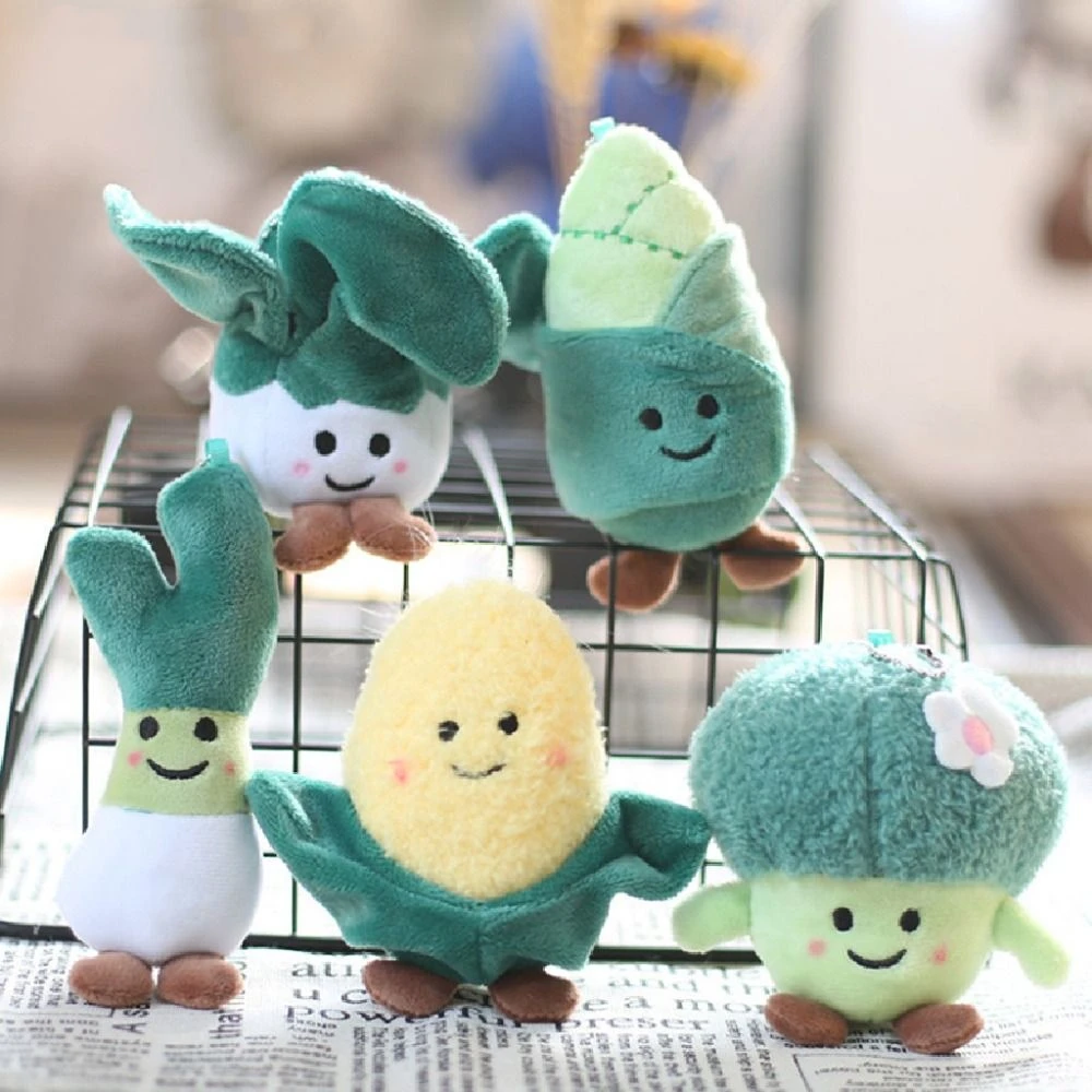 Kawaii Funny Plant Plush Doll Keychain Scallion Gifts Cute Bag Pendant Schoolbag Accessories Vegetable Stuffed Toys Key Chain