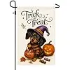Halloween Trick or Treat Garden Flag, 12x18 Inch Small Dachshund Dog Yard Flag Outside Double Sided Burlap Welcome Halloween llz
