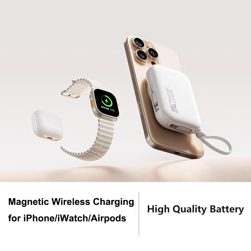 3 in 1 Magnetic Power Bank 22.5W Wireless Fast Charger for Magsafe Powerbank for iPhone 17 16 15 iWatch Airpods Portable Charger
