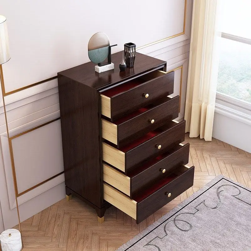 solid wood chest of drawers, bedroom post-modern simple locker, bucket cabinet living room, retro porch drawer cabinet
