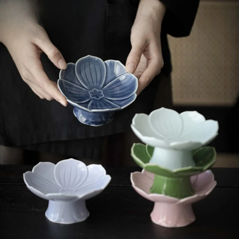 

Китайские блюда для фруктов на высокой ножке в форме лотоса, бутиковые тарелки для выпечки, тарелки для закусок, посуда для домашнего угощения, украшения для китайского чайного набора
