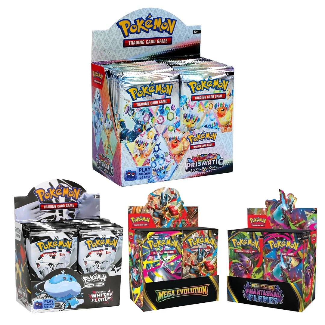 

360Pcs Pokemon Card Prismatic Evolution PHANTASMAL MEGA EVOLUTION Violet 151 White Flare English Booster Battle Transaction Card