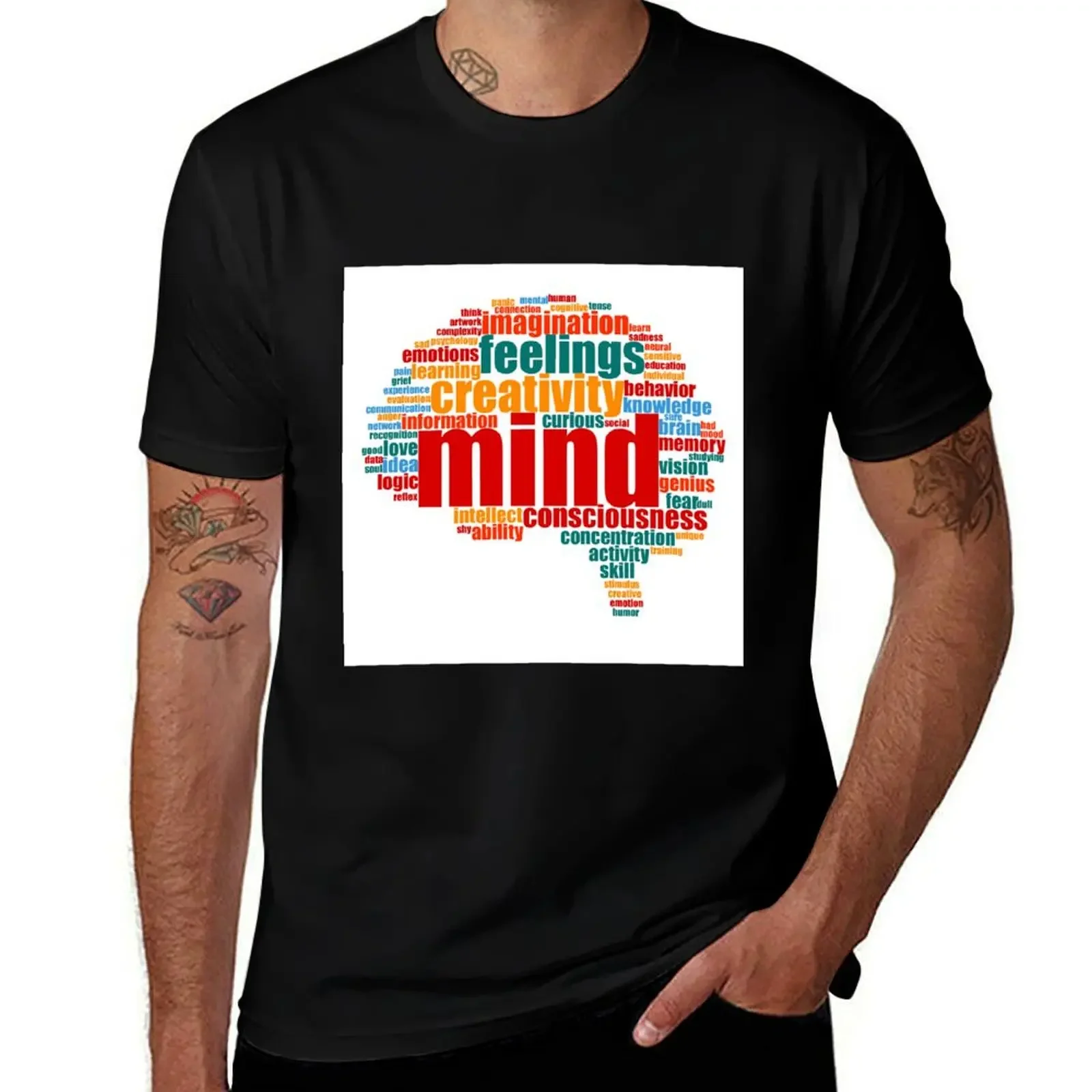 Brain Shape Mind Word Cloud T-Shirt vintage anime shirt clothes sublime plain black t shirts men