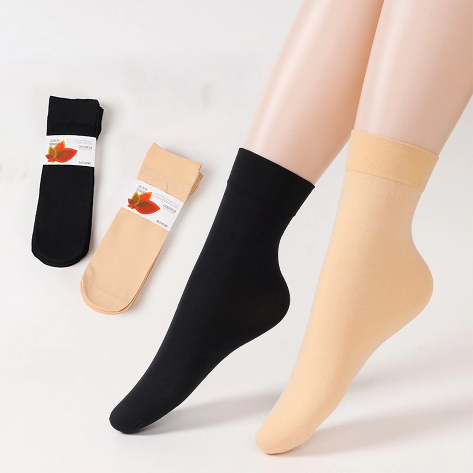 Silky Velvet Short Ankle Socks Black/Skin Color Options Thickened Silky Short Socks for Working Party Travelling Hiking