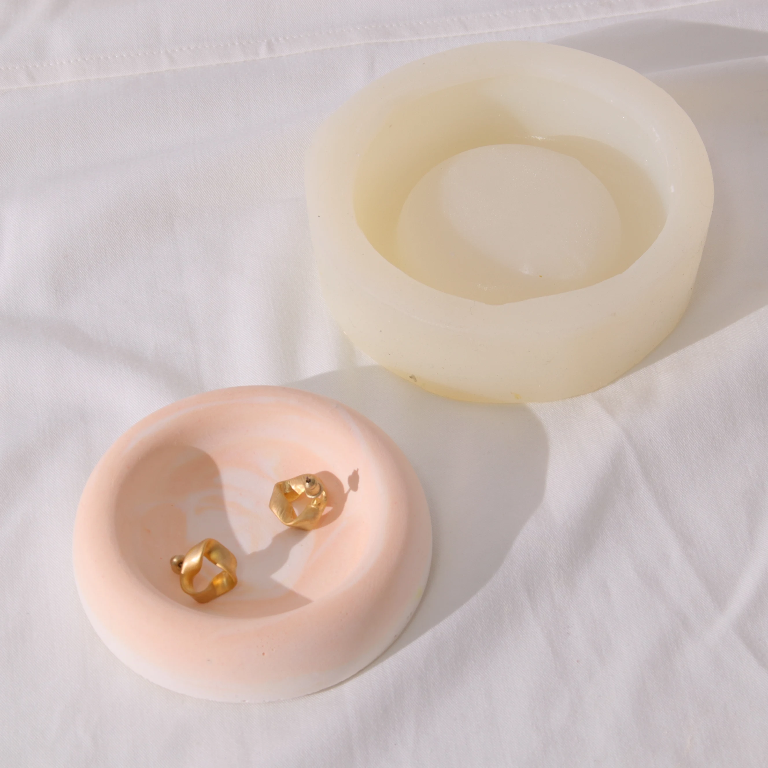 

Круглый бетонный поднос, силиконовые формы, штукатурка, цементная литье для подставки из терраццо, подставка для чайной свечи, украшение для дома, безделушки, блюдо