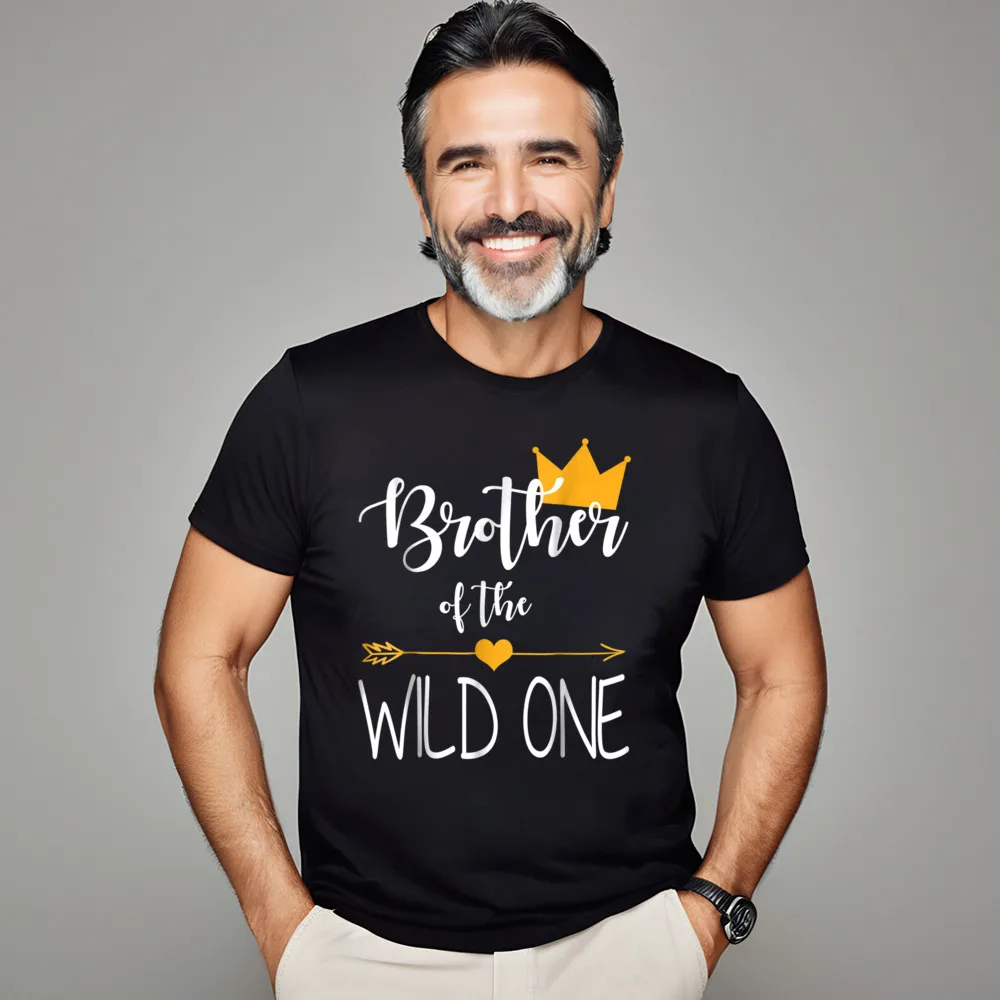 Funny Brother of the Wild One T Shirt Funky Funny Short Sleeve Round Neck Tees Cotton Fabric Mens Slogan T Shirts