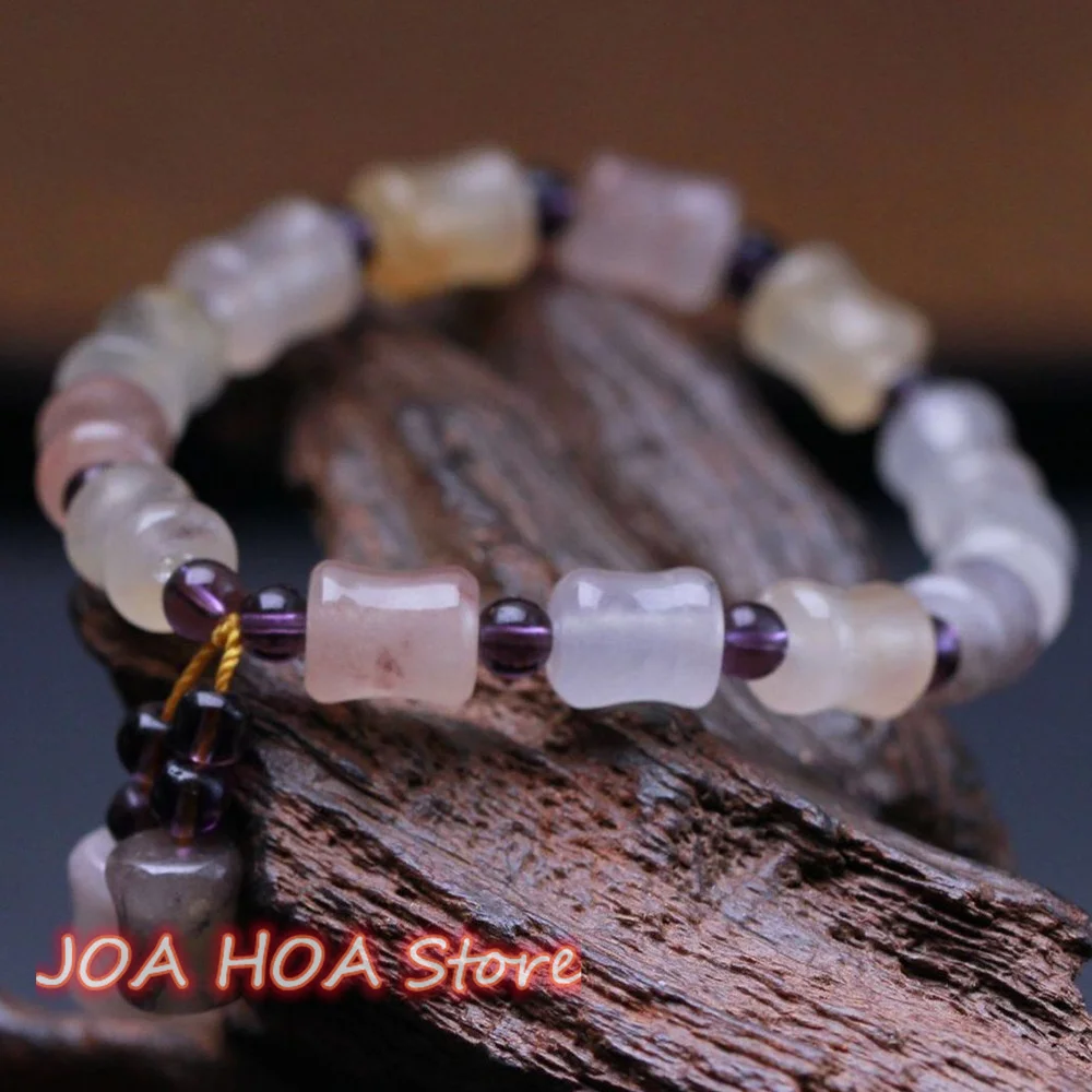 Top Quality Gold Silk Jade Violet Bamboo Bead Bracelet Hetian-Jade Single Circle Original Ecological Pattern Bangle Fine Jewelry