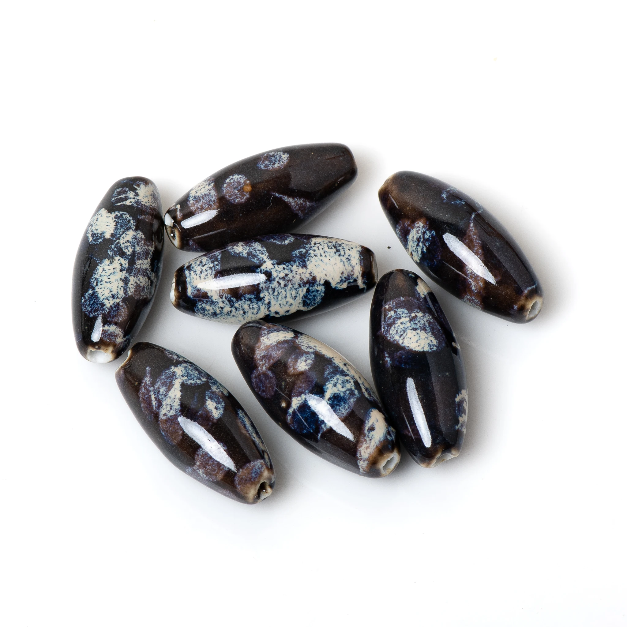 Large Ceramic Beads Bullet Shape 37x16mm DIY Jewelry Making Supplies Necklace Bracelet Craft 2pcs Pack