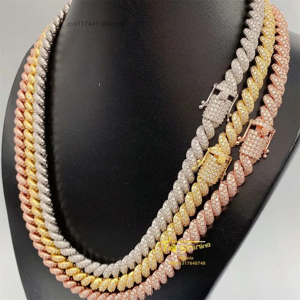 New Arrivals Best Price Hip Hop Iced Out Gra Moissanite Sterling Silver 8mm Twist Rope Chain.