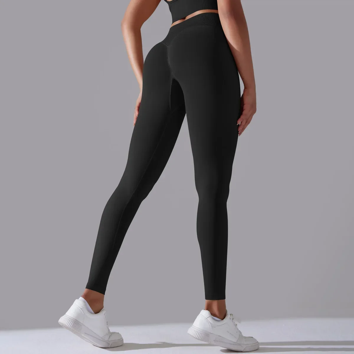 Leggings da palestra da donna, pantaloni corti da corsa per yoga, pilates, pantaloni sexy per fianchi color pesca ad asciugatura rapida