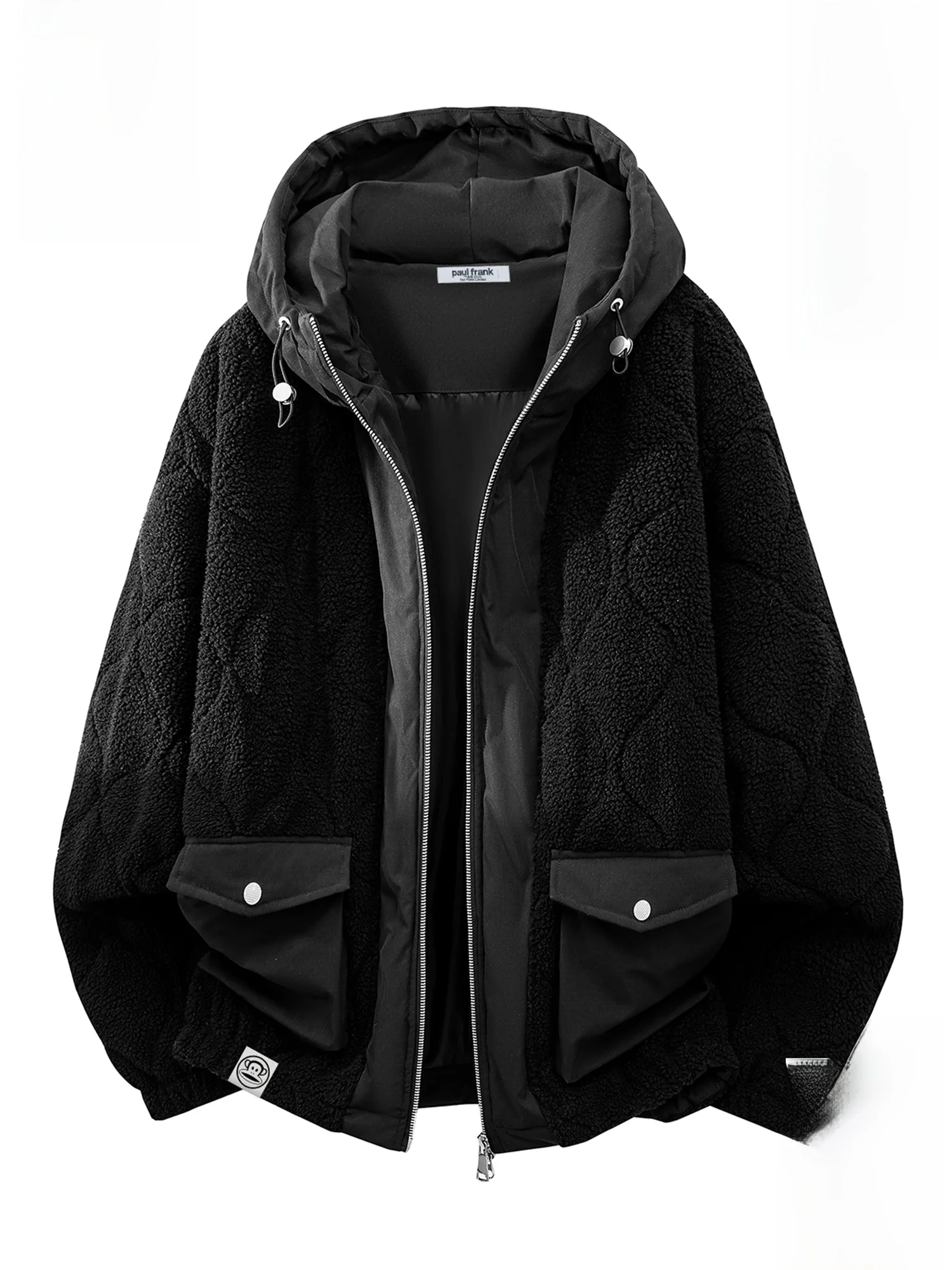 

PaulFrank Monkey Hooded Cotton Jaet Lamb Velvet Casual Winter Coat Men's Faionable All-Match Thiened Polyester Fiber