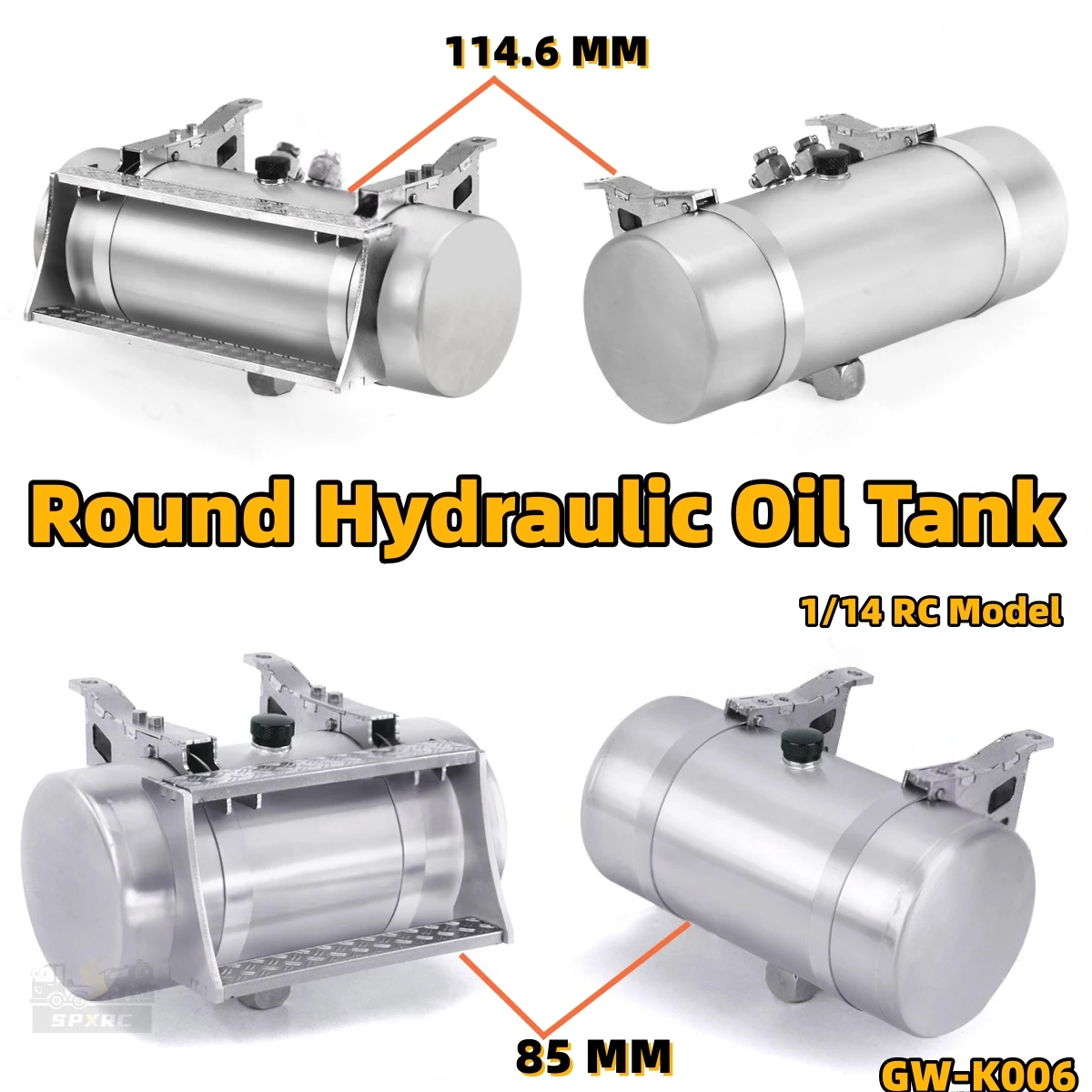 Amerikanischen Lkw Runde Hydraulische Öl Tank Mit Pedal Metall GW-K006 Für 1/14 Tamiyaya RC LESU GL Anhänger Fernbedienung Spielzeug Teile
