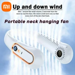 Xiaomi-ventilador portátil para colgar en el cuello, Enfriador de aire de verano, USB, 5 velocidades y pantallas digitales, súper tecnología sin aspas