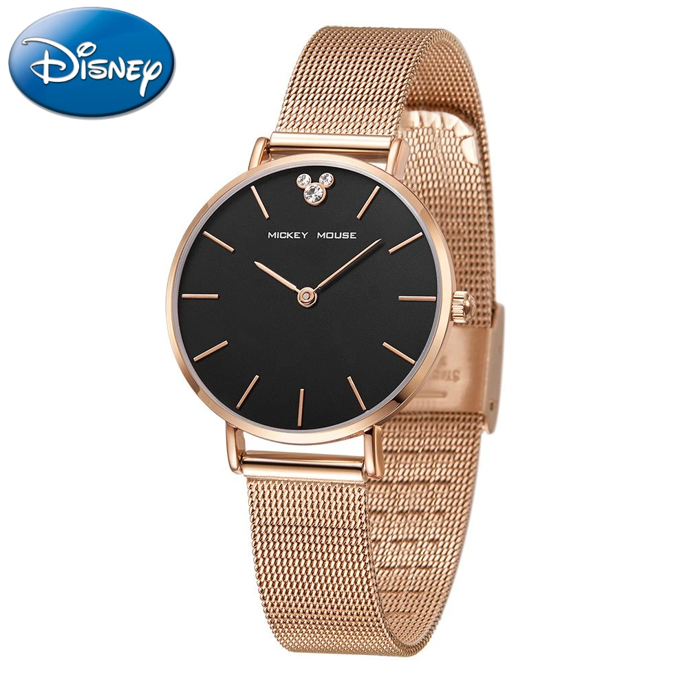 Disney Gift With Box Genuine Steel Band Watch Mesh Belt Fashion Simple Adult Women Ladies Popular Wrist Clock Relogio Masculino