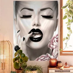 Fashion Lady Makeup Pink Flower Perfume Colorful Tapestry Wall Hanging Hanging Tarot Hippie Wall Rugs Dorm Wall Art Decor
