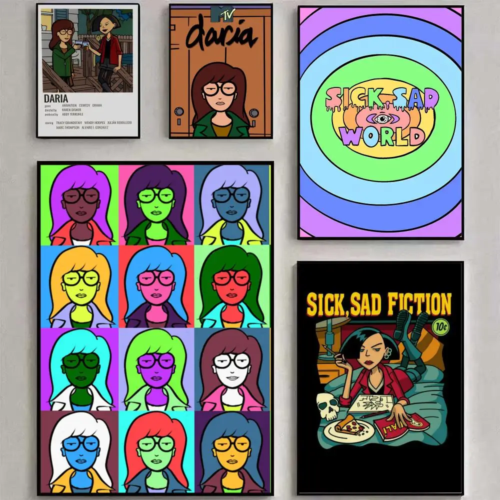 كارتون D-Daria أنيمي المشارك HD الفن لزجة جدار مقاوم للماء غرفة المعيشة المنزلي غرفة نوم بار #1