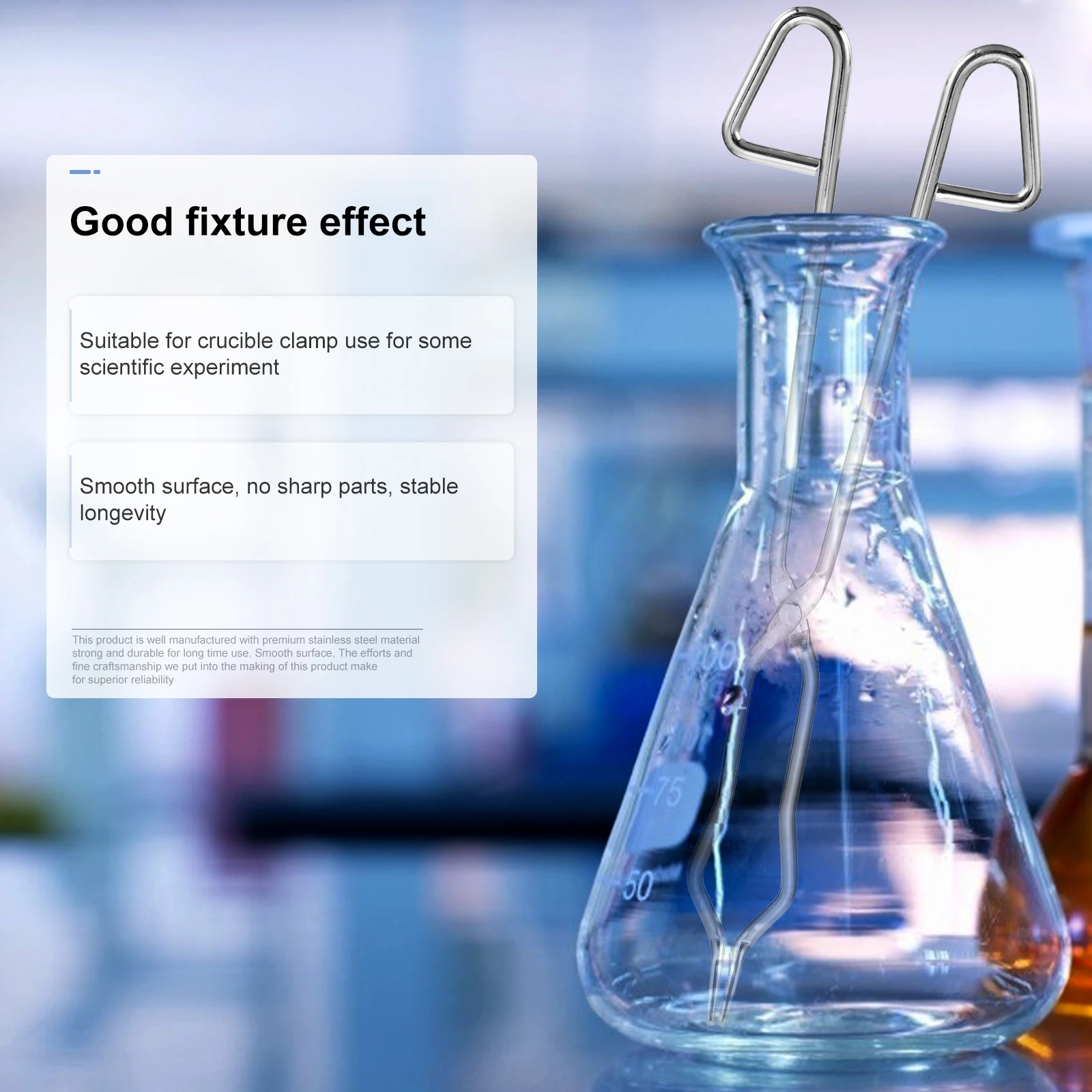 

No Rust Laboratory Tongs Stainless Steel Crucible Clamp Reliable Beaker Foundry Silver