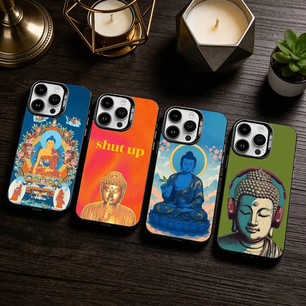 

Buddha Art Pattern Phone Case For iPhone 17,16,15,14,13,12,11 Plus,Pro Max,XS,Colored silver phone case