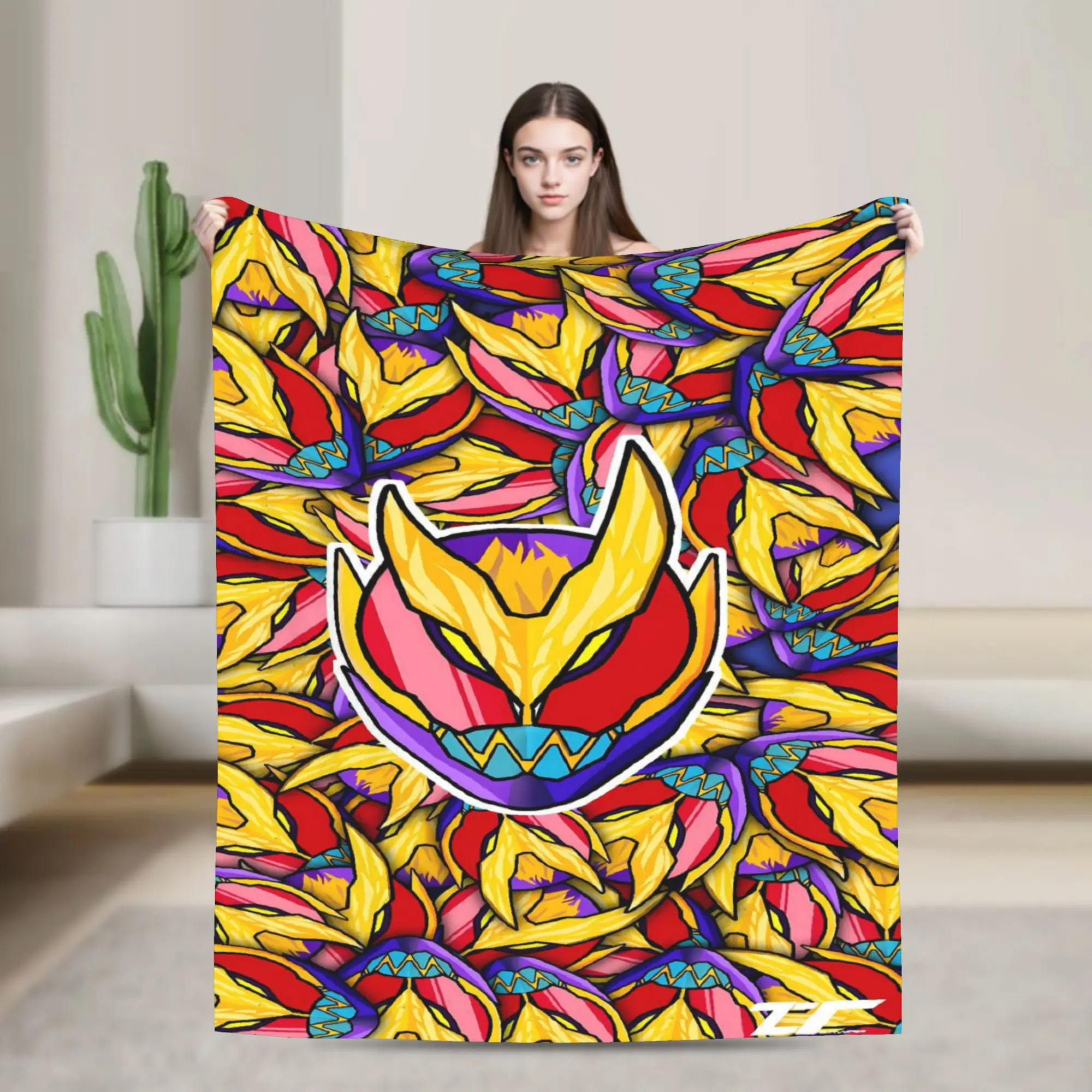Multicolor Helmet Kamen Rider Soft Blankets  Picnic Plush Bedding Throws Graphic Home Decor Flannel Bedspread Sofa Bed Cover