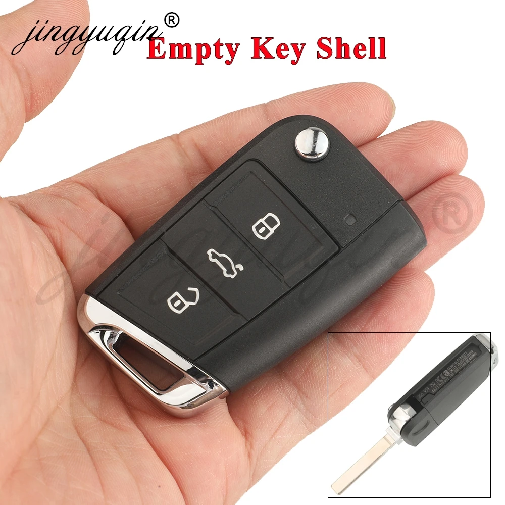 

Jingyuqin 3 кнопки брелок для дистанционного ключа автомобиля для Volkswagen VW Golf POLO T-CROSS 2017-2021 SKODA SEAT Hu162t чехол без ключа