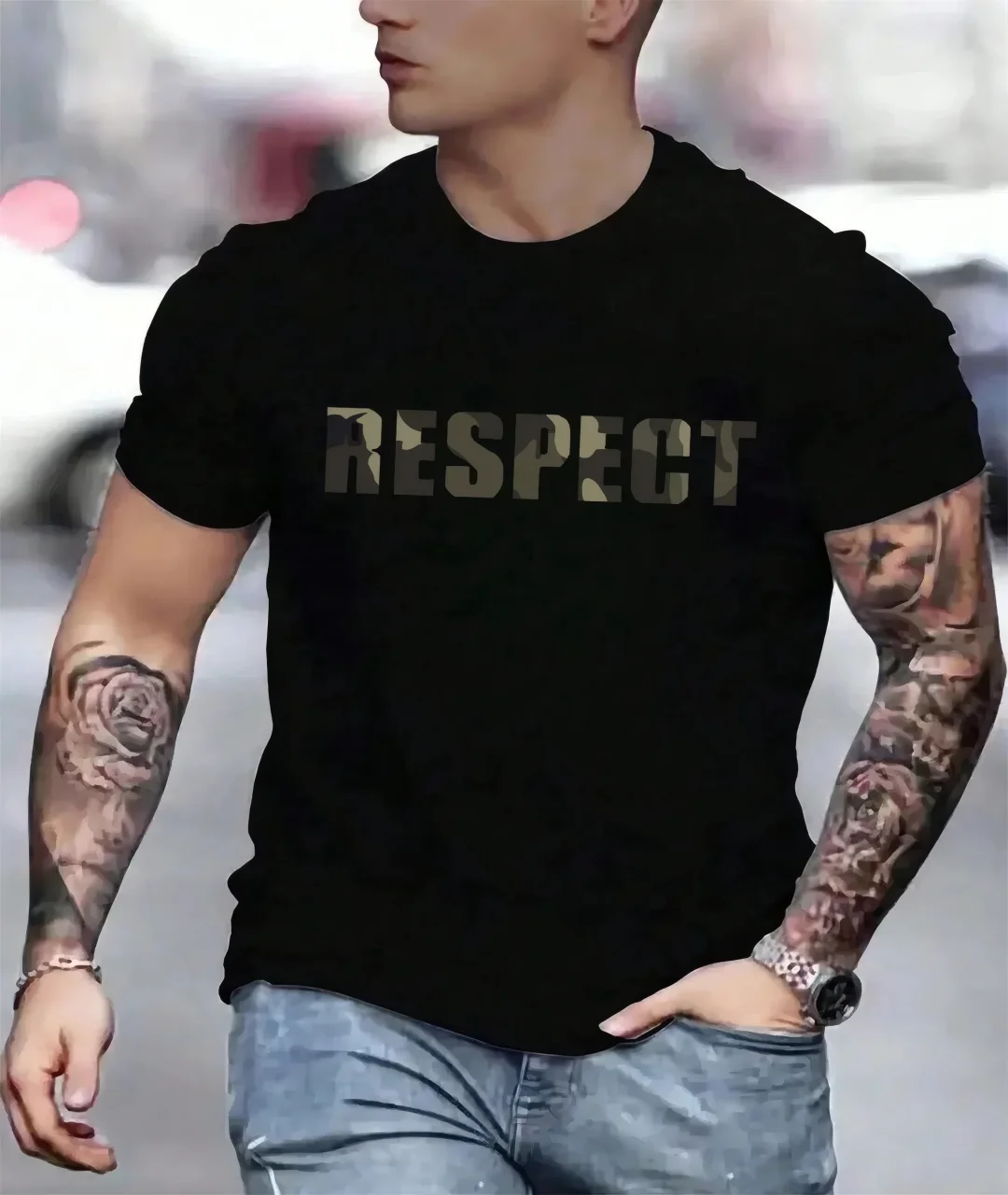 

2025 Summer 3D letter print pattern casual Men's T-shirt, street comfortable and breathable short-sleeved men's polyester