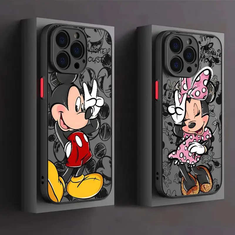 Disney Mickey Minnie Mouse Matte Case For Apple iPhone 11 13 15 14 Pro Max 12 Mini 7 8 Plus XR X XS SE 6 6S Shell Phone Cover