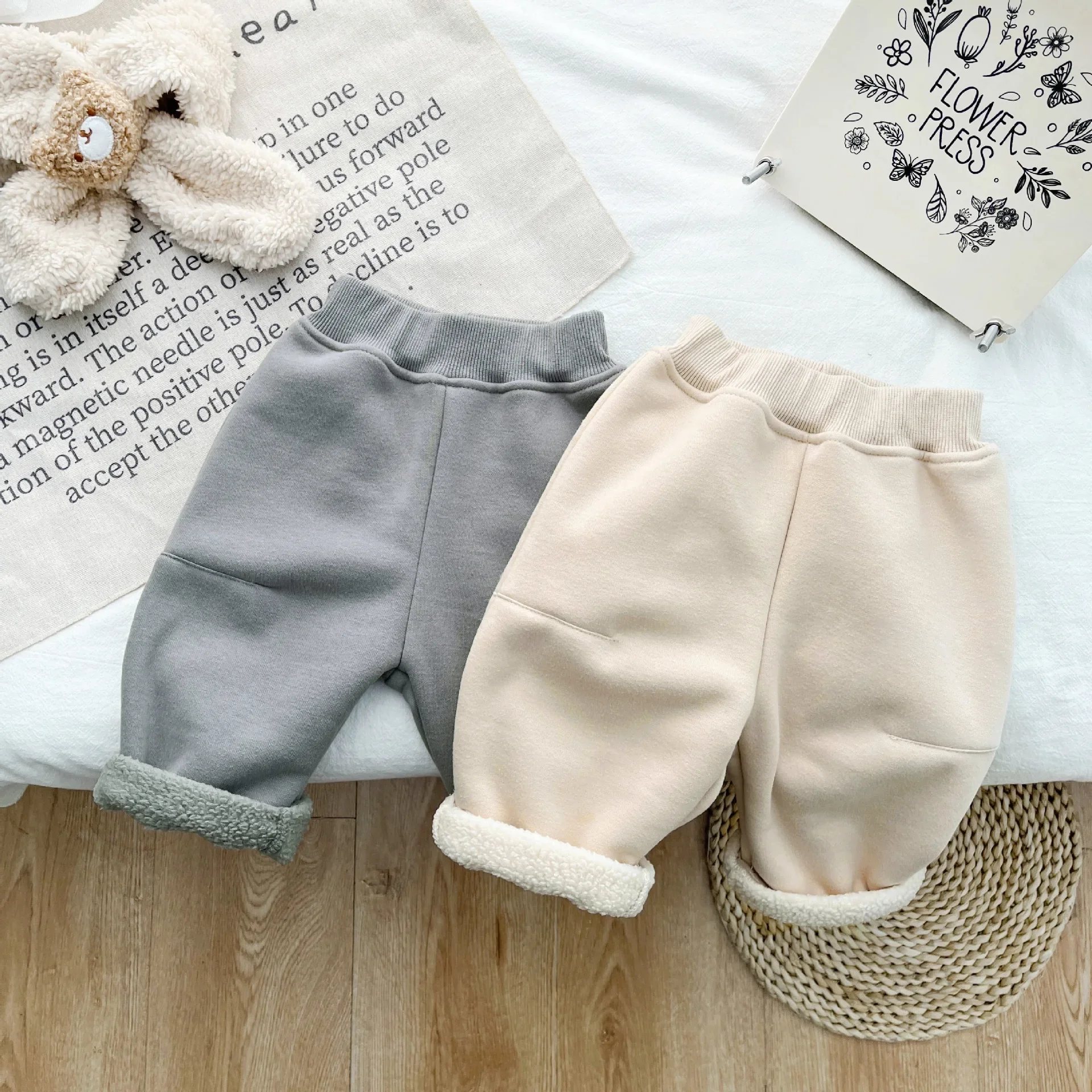 Children Velvet Pants 2024 Autumn Winter New Fashionable Girls Baby Korean Loose Thick Pants Boys Warm Casual Pants