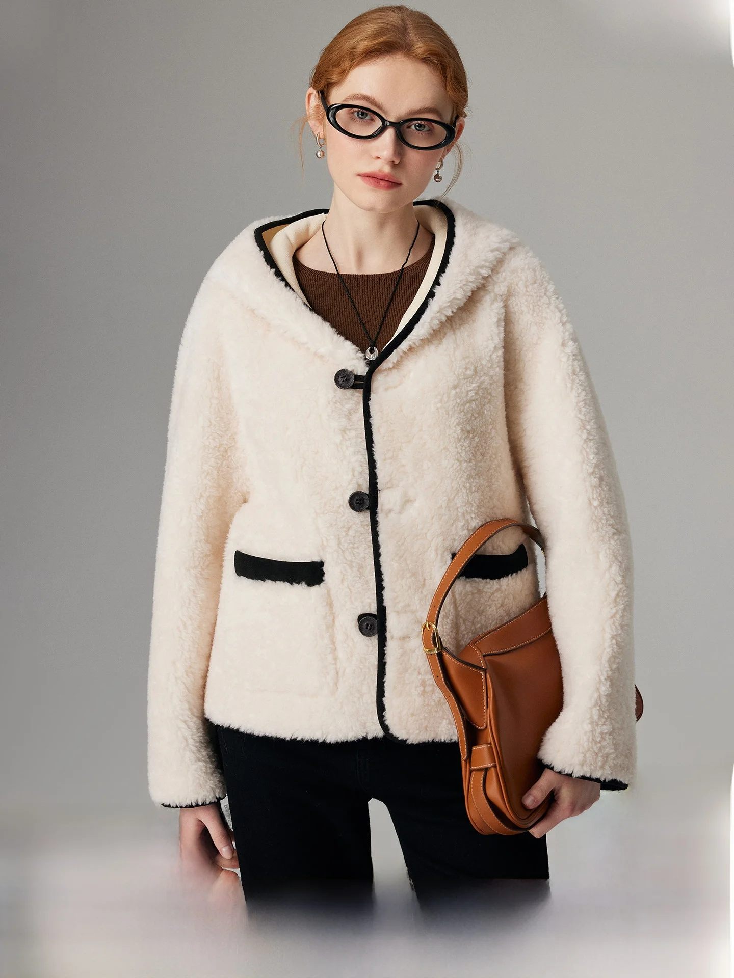 

00% Wool ort Casual Women's Fur Coat Lamb Fur Jaet Lazy Sle Hooded eepskin Coat Warm Thiened Korean Version