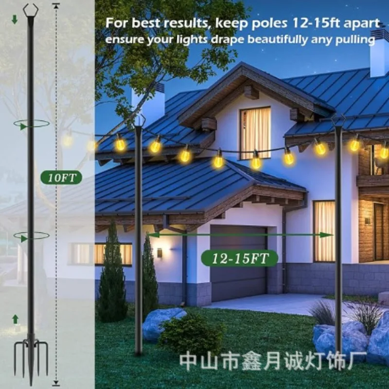 Outdoor String Light Pole Stand Garden Patio Staked Support for Yard