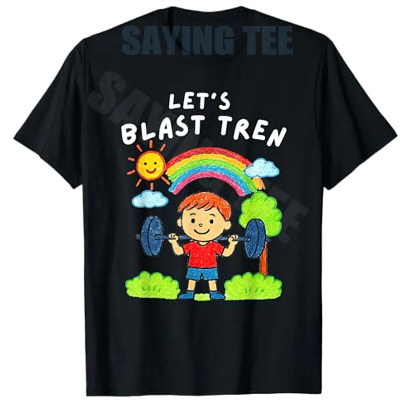Let's Blast Train Funny Gym Workout T-Shirt, Y2k Chaotic Fitness Weightlifting Comic Graphic Apparel Herrenmode Bodybuilders – Detail 7