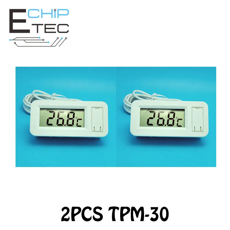 

Free shipping 2pcs TPM-30 Embedded Temperature Meter Digital Display Electronic Thermometer with Probe