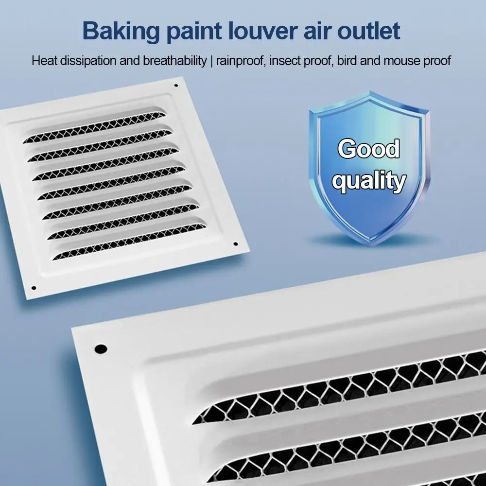 New Stainless Steel Metal Vent Cover Square White Black Grille Cover Built-in Insect Screen Air Vents Cover Bathroom Home Office