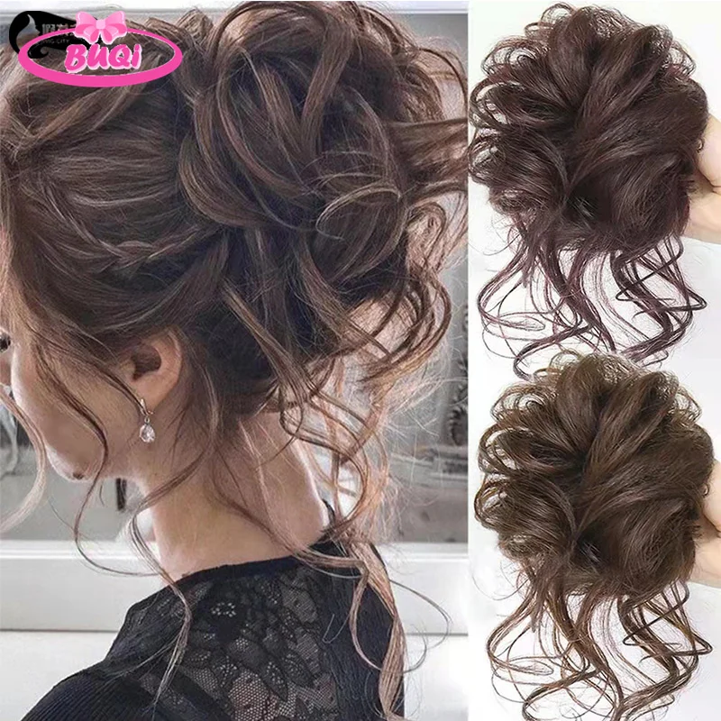 

BUQI Hair Bun Synthetic Hair Extensions Messy Curly Elastic Hair Scrunchies Hairpieces Chignon Donut Updo Hair Pieces for Women