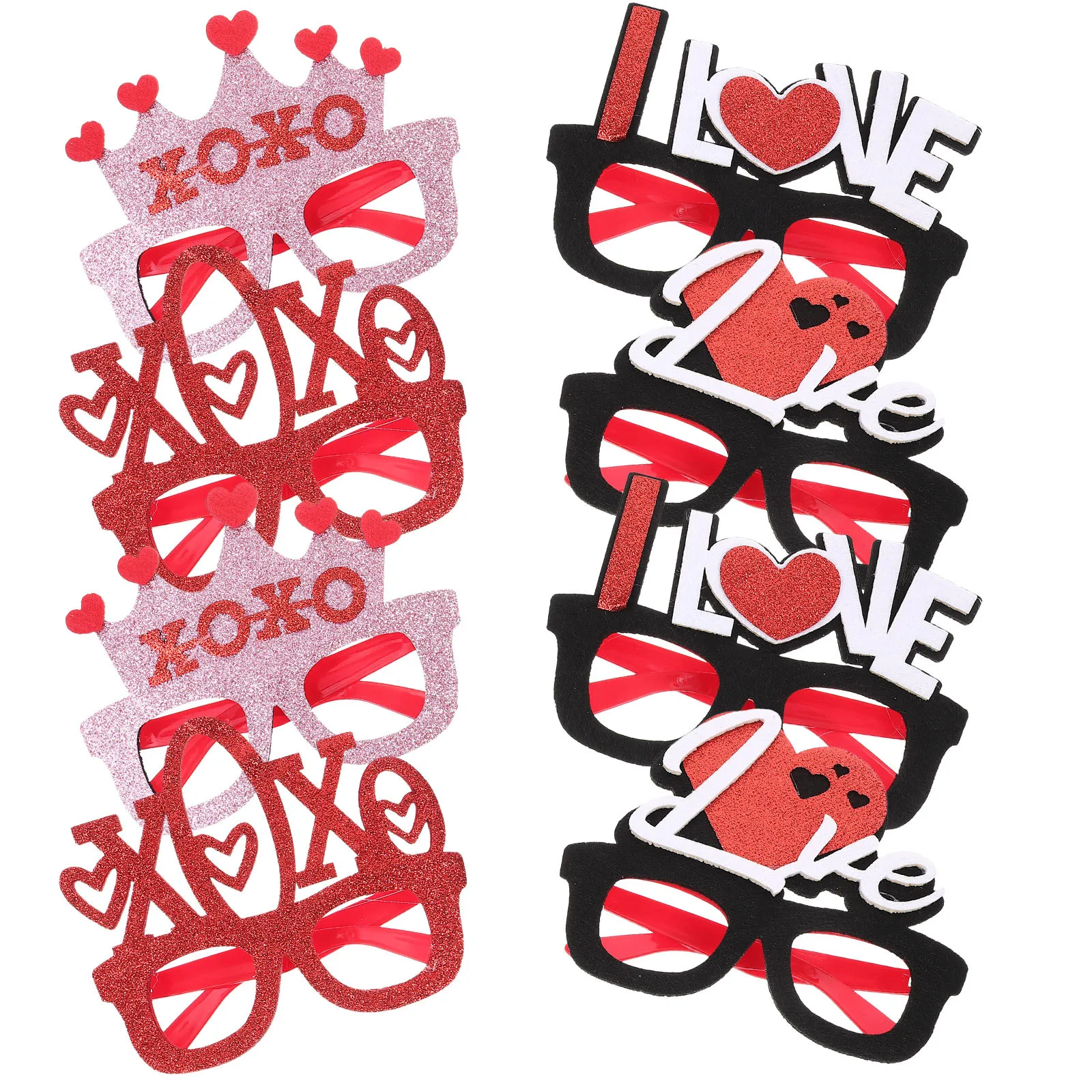 

8Pcs Valentine Plastic Glasses Chic Design Long Lasting Party Favors Valentine's Day Photo Booth Props Valentine Glasses