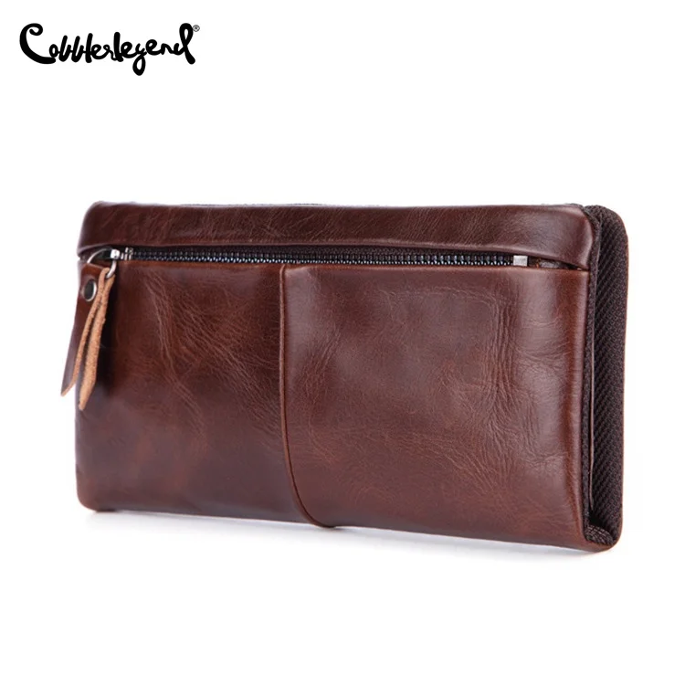 100% Genuine Leather Men\'s Clutch Wallet Vintage Long Wallet For Men