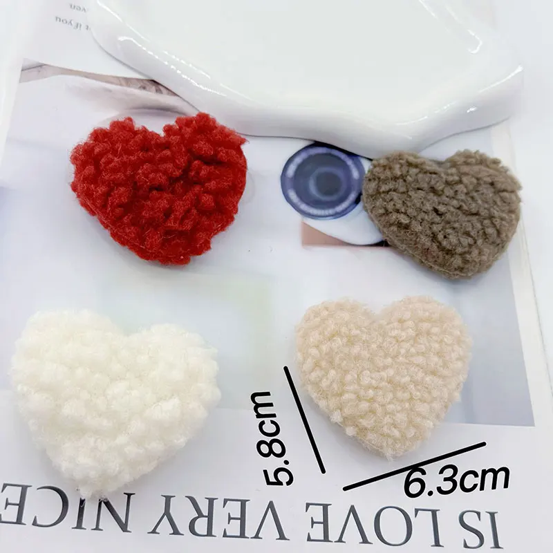 30 Stück neue Woll-Herz-Applikationen für DIY handgemachte Kinder-Haarspangen, Stirnbänder, Stoffaccessoires, Dekorationsaufnäher – Detail 2