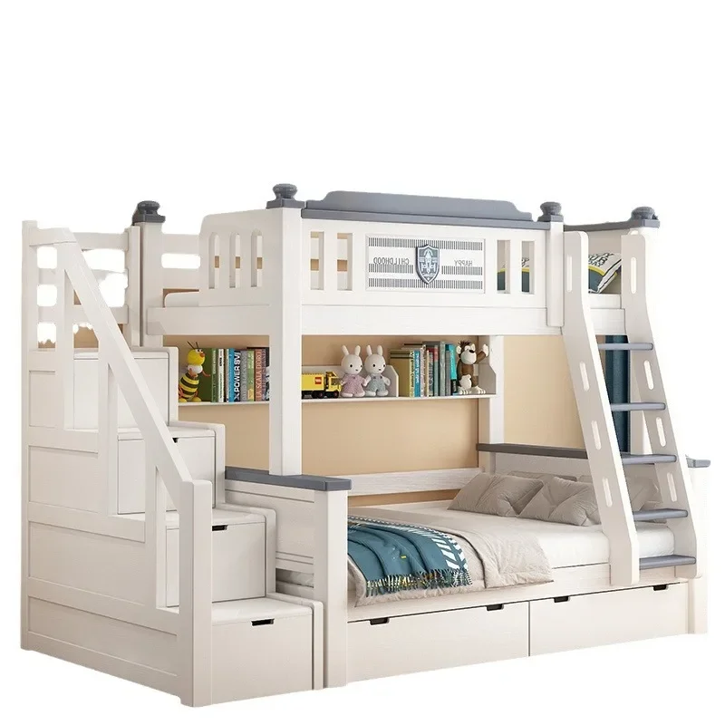 

All solid wood children's bed super strong two-layer high and low bed cherry wood mother and child bed small apartment bunk