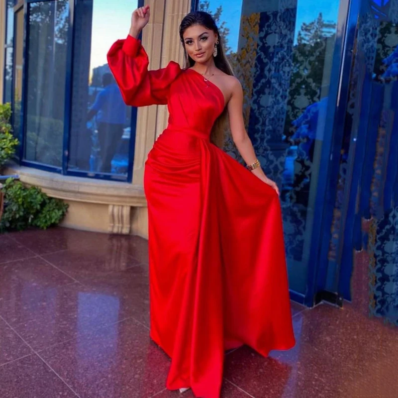 

Eightree Formal Mermaid Prom Dresses Sexy Red One Shoulder Evening Cocktail Party Night Prom Gowns 2022 Plus Size Saudi Arabia