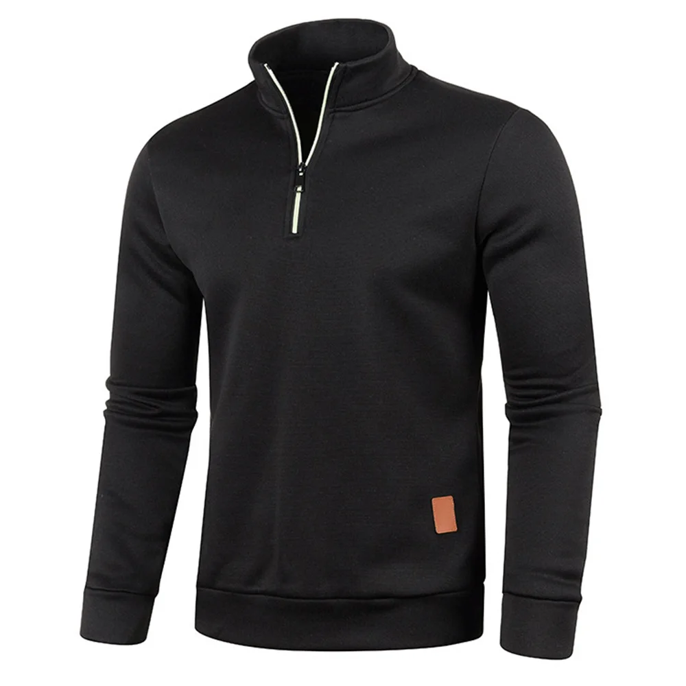 Männer Pullover männer Dicker Sweatshirts Halb Zipper Pullover für Männliche Hoody Mann Sweatshir Herbst Einfarbig Rollkragen Pullover – Detail 4