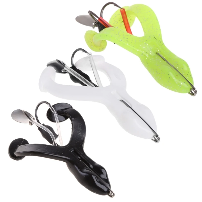 Fishing Bait Artificial Frog Soft Lure Anti Hanging Crankbait 9cm 17g Sequin Hook