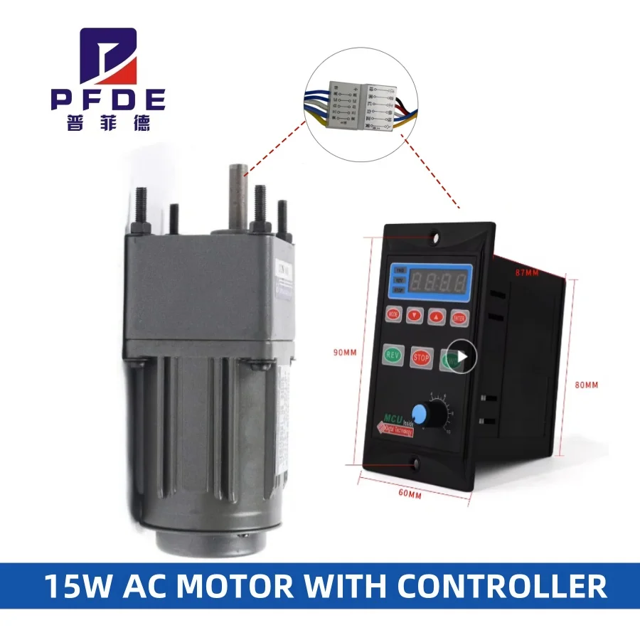 

15W AC Reversible Gear Motor UX-52 Digital Speed Governor with 220V/110V 3RK15GN Speed 1:3K-1:300K 415-5Rpm