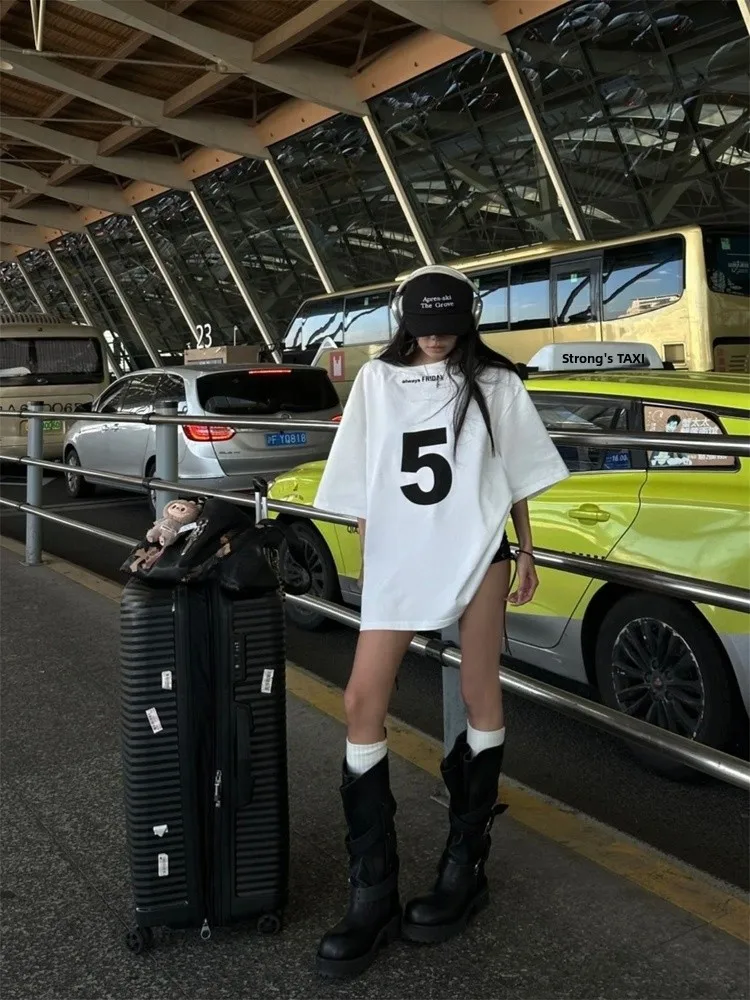 Loose Women's ort Sve T-irt Digital Print Casual Top Faionable Summer Cotton round Ne Sweatirt Street Sle