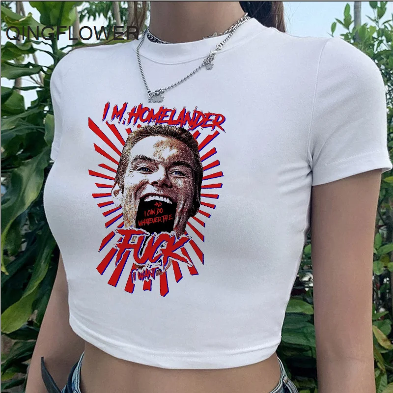 Homelander clothes t-shirt women graphic tees women streetwear harajuku casual white crop top white t shirt streetwear