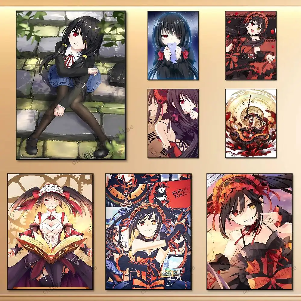 

Cute T-Tokisaki K-Kurumi Poster Art Sticky Wall Waterproof For Bedroom Game Room Wall Home Decor Gifts