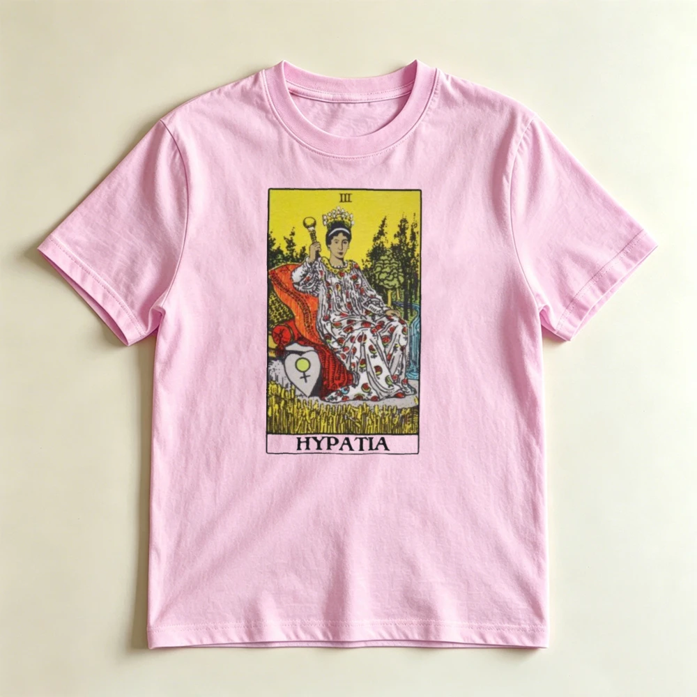 Ancient Philosopher History Retro Tarot Card Hypatia Graphic Women Tshirt Summer Short Sleeve Intellectual Fashion Apparel Tops