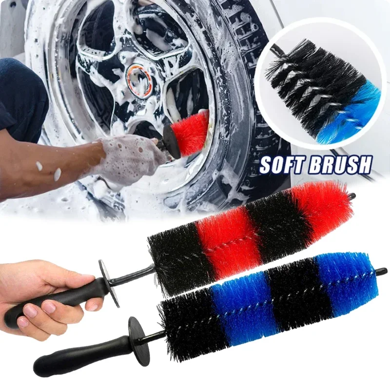 

Car Wheel Cleaning Brush Long Handle Blue Black Red Car Wheel Rim Hub Cleaning Brush Tire Detail Brush Auto Motorcycle Wash Tool