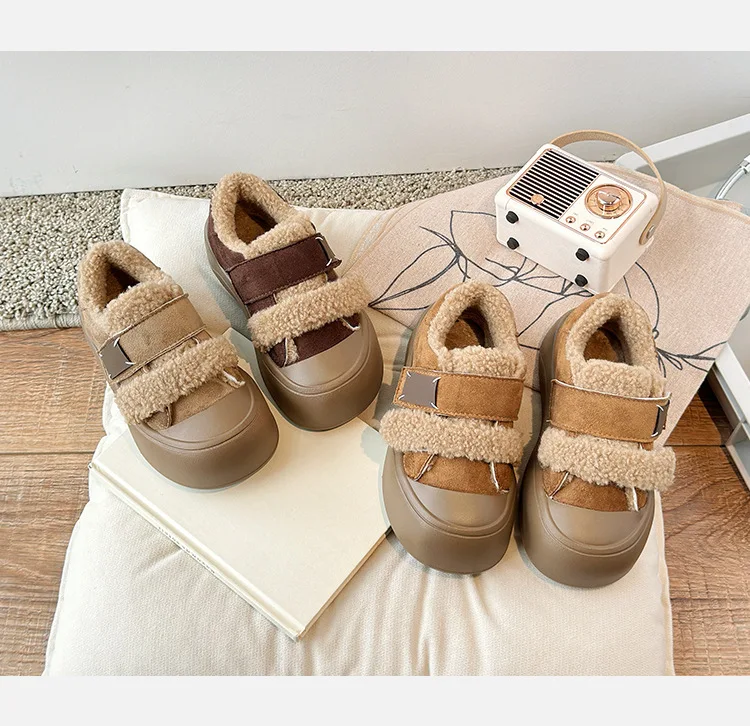 2026 Winter Neue Kinderschuhe Mädchen Koreanischer Stil Lammwolle Mädchen Baumwollschuhe Verdickte Samt-Warme Anti-Kick Fell-Schuhe – Detail 8
